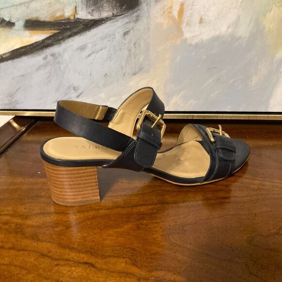 Talbots Black Kitten Heel Women Size 9 Open Toe Buckle Strap - Picture 9 of 12